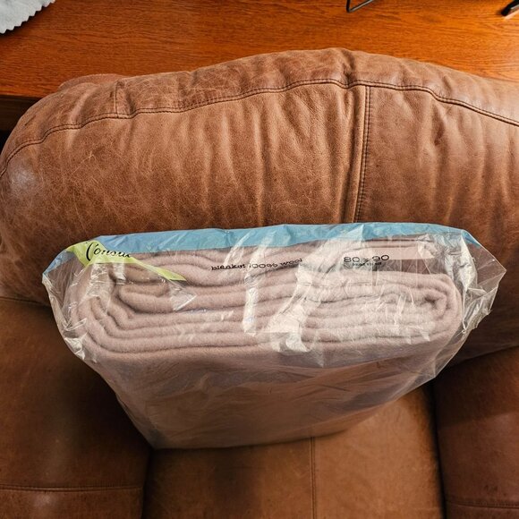 Vintage Consul 100% Wool Blanket, 80x90 Size, Beige, Original Packaging - Picture 14 of 14